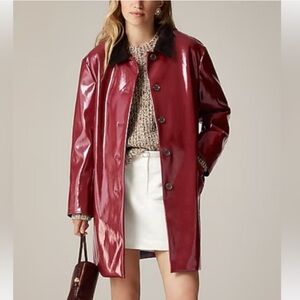 J. CREW Collection Barn Jacket trench patent faux leather BNWT